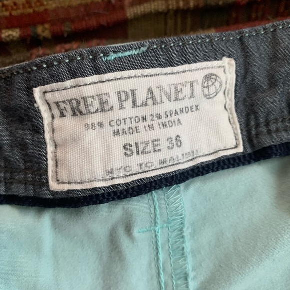 Men’s Free Planet Blue Palm Tree Shorts - Picture 3 of 4